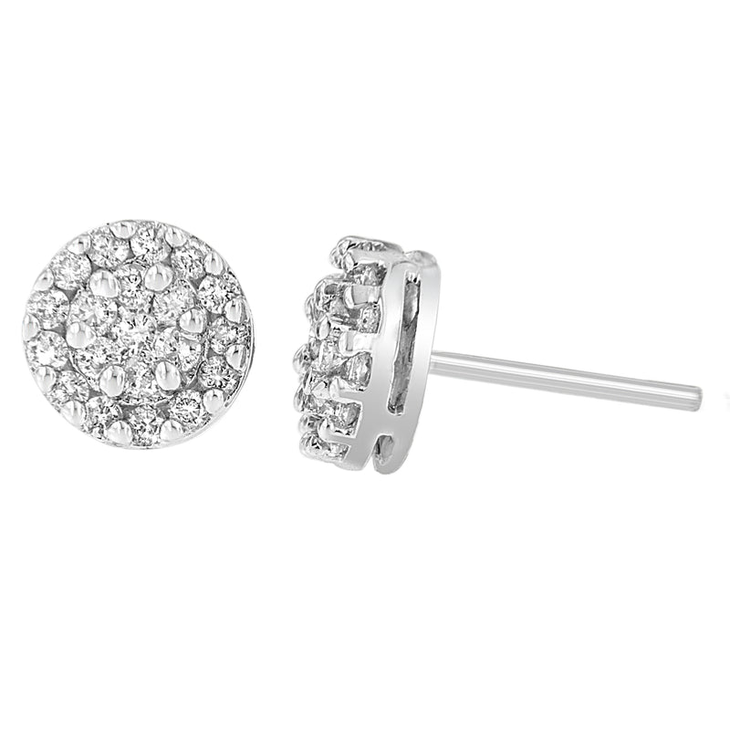 14K White Gold 3/4 cttw Round Cut Diamond Stud Earring (H-I, SI2-I1)