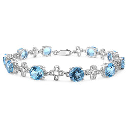 16.00 Carat Genuine Blue Topaz .925 Sterling Silver Bracelet