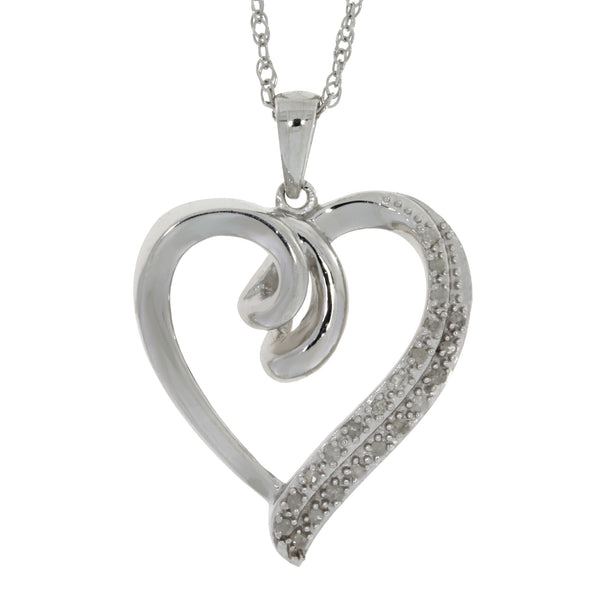 .09ct Diamond Heart Love Pendant Sterling Silver