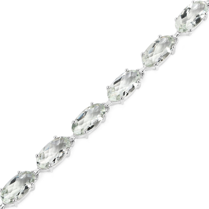 15.30 Carat Genuine Green Amethyst .925 Sterling Silver Bracelet