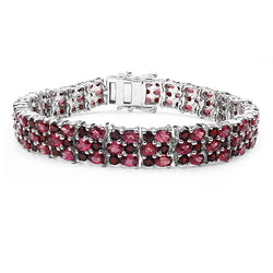 23.40 Carat Genuine Rhodolite & Garnet .925 Sterling Silver Bracelet