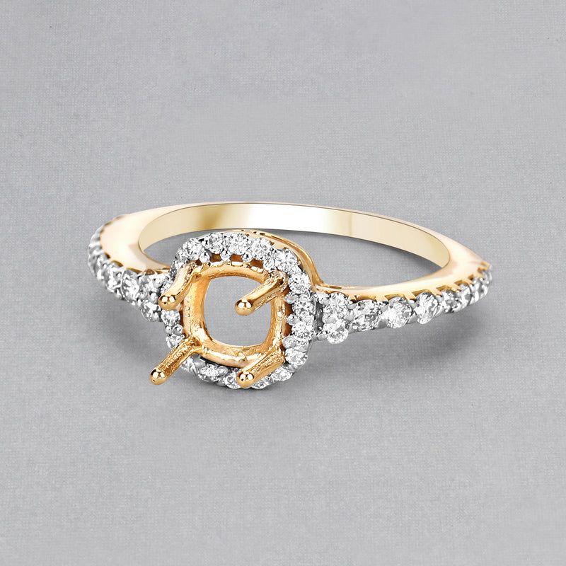 0.48 Carat Genuine White Diamond 14K Yellow Gold Ring (I-J Color, SI Clarity)