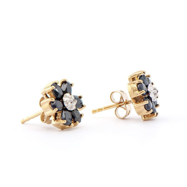 3.07 TW CTS SAPPHIRE & DIAMONDS 18K GOLD PLATED DESIGNER EAR-RINGS