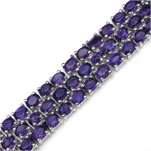 26.20 Carat Genuine Amethyst .925 Sterling Silver Bracelet