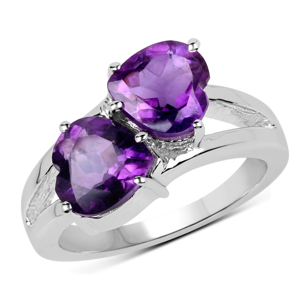 2.80 Carat Genuine Amethyst .925 Sterling Silver Ring