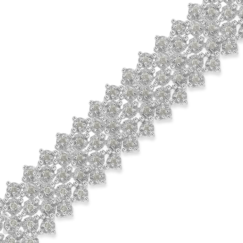 .925 Sterling Silver 3.0 cttw Diamond Multi-Row Tennis Bracelet (I-J Clarity, I3 Color) - Size 7"