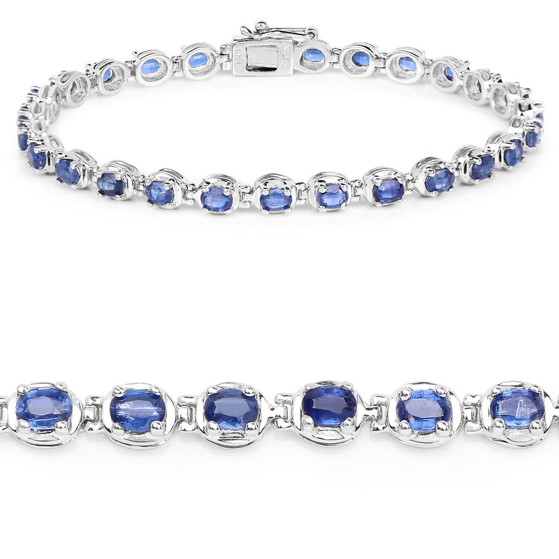 7.02 Carat Genuine Kyanite .925 Sterling Silver Bracelet