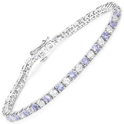 5.77 Carat Genuine Tanzanite and White Topaz .925 Sterling Silver Bracelet