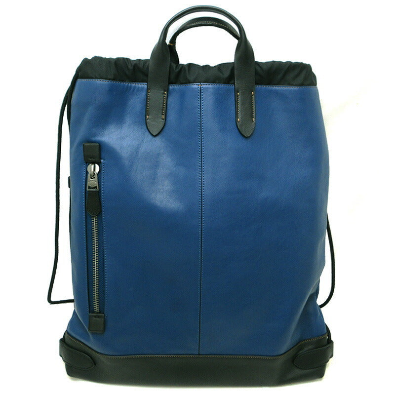 Coach COACH Rucksack Backpack Bag Drawstring Blue Black Mens Womens Leather Nylon E1921-76154 B4 Compatible
