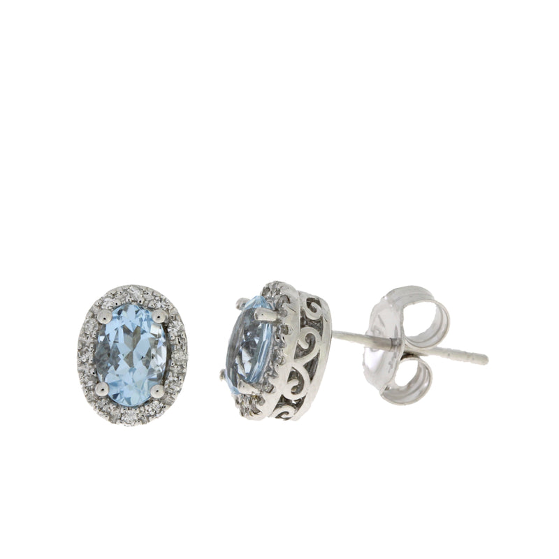 .91ct Aquamarine Diamond Stud Earrings 14KT White Gold