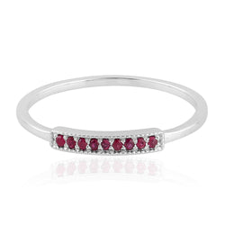 0.06ct Pink Ruby Band Ring 925 Sterling Silver Jewelry