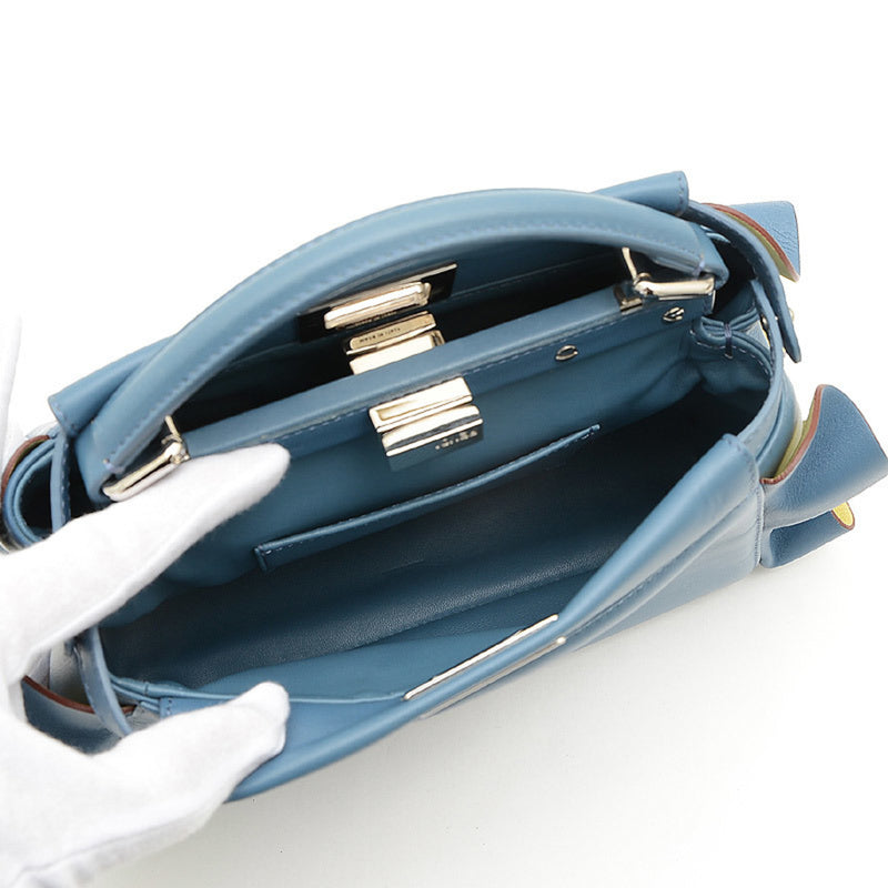 Fendi Peek-A-Boo Mini Frill 2Way Bag Leather Blue 8BN244