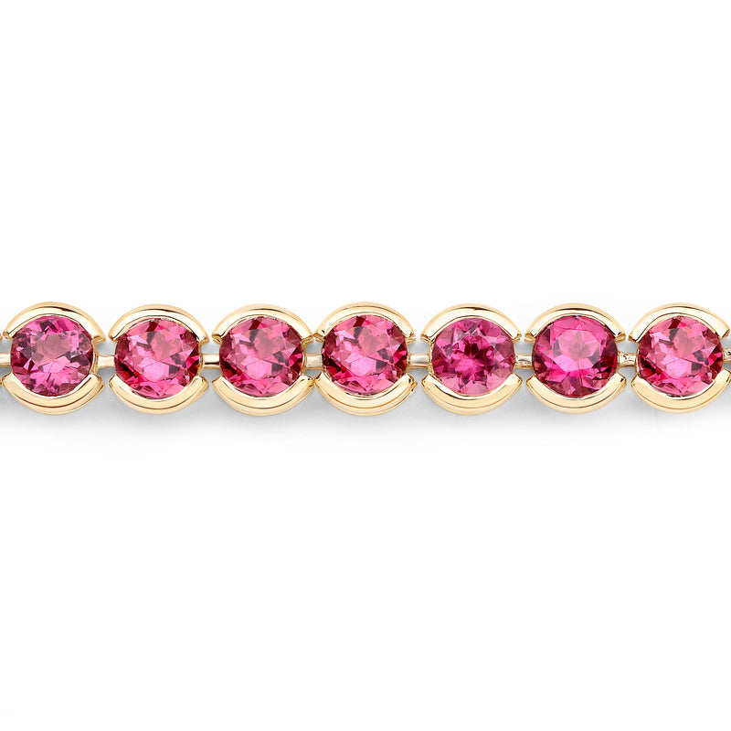 13.92 Carat Genuine Rubellite 14K Yellow Gold Bracelet