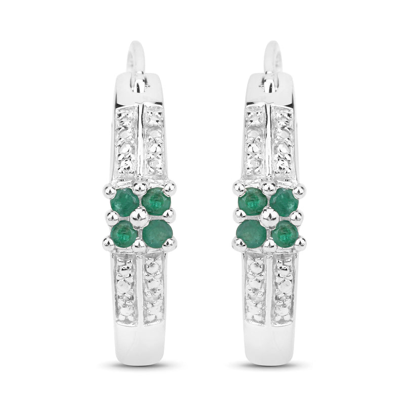 0.27 Carat Genuine Emerald and White Topaz .925 Sterling Silver Earrings