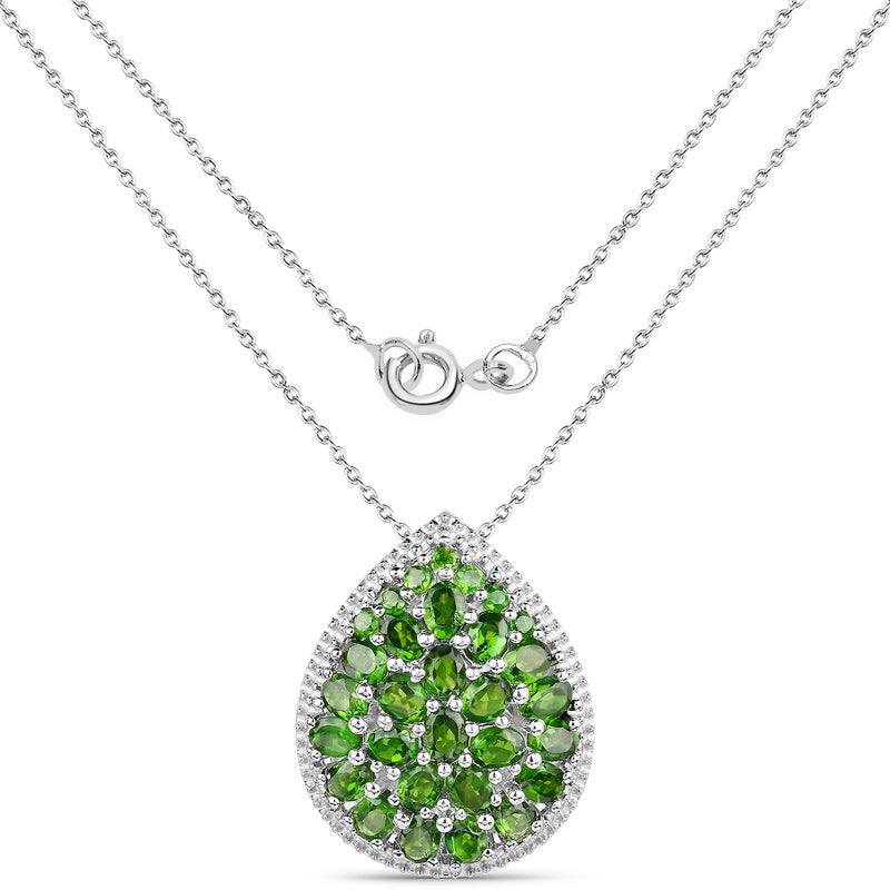 4.65 Carat Genuine Chrome Diopside .925 Sterling Silver Pendant