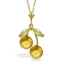 1.45 Carat 14K Solid Yellow Gold Summer Love Citrine Peridot Necklace