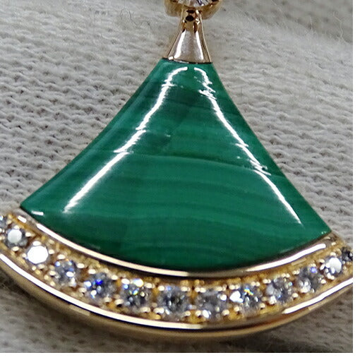 Bvlgari BVLGARI Necklace Womens Diamond Malachite 750PG Pink Gold Diva Dream Polished