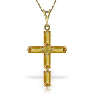 1.15 Carat 14K Solid Yellow Gold Believe Citrine Necklace