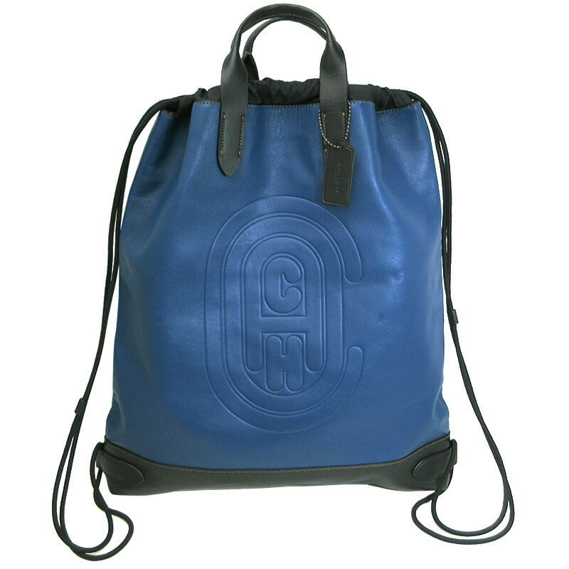Coach COACH Rucksack Backpack Bag Drawstring Blue Black Mens Womens Leather Nylon E1921-76154 B4 Compatible