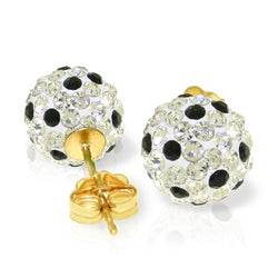 4 Carat 14K Solid Yellow Gold White Black Cubic Zirconia Ball Stud Earrings