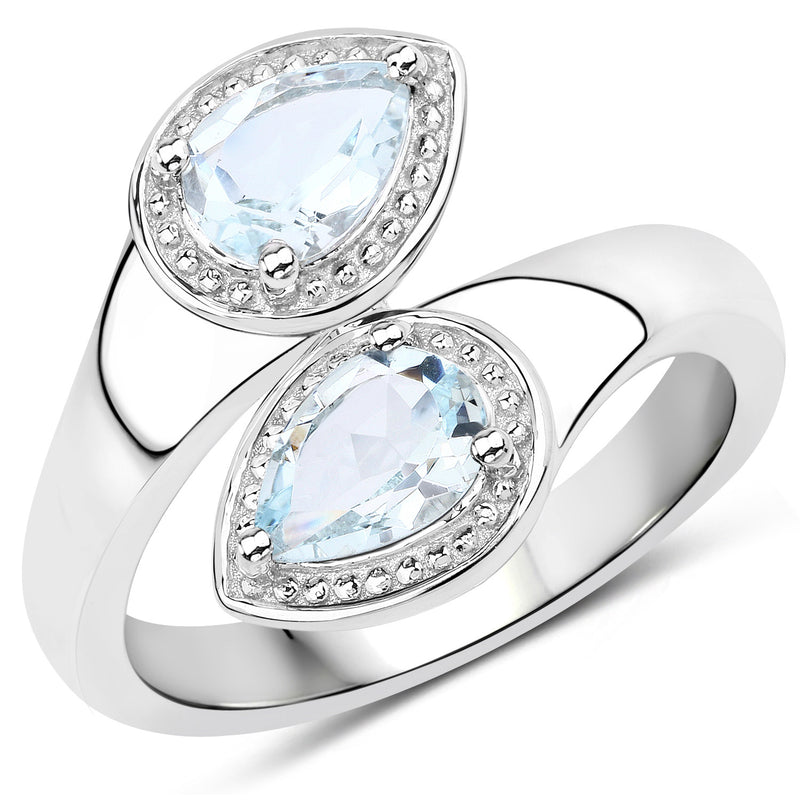 1.20 Carat Genuine Aquamarine .925 Sterling Silver Ring