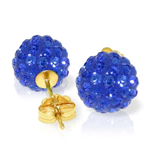 4 Carat 14K Solid Yellow Gold Blue Cubic Zirconia Ball Stud Earrings