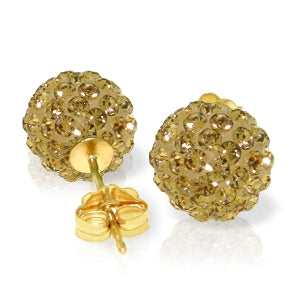 4 Carat 14K Solid Yellow Gold Yellow Cubic Zirconia Ball Stud Earrings