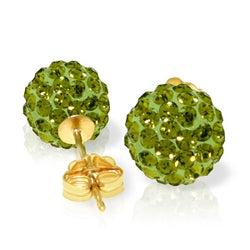 4 Carat 14K Solid Yellow Gold Green Cubic Zirconia Ball Stud Earrings