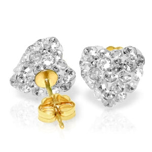 2.65 Carat 14K Solid Yellow Gold White Cubic Zirconia Heart Stud Earrings