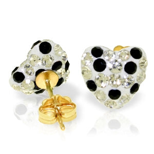 2.65 Carat 14K Solid Yellow Gold White Black Cubic Zirconia Heart Stud Earrings