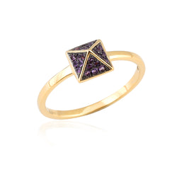 Natural Amethyst Band Ring 18k Yellow Gold Jewelry