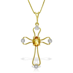 0.57 Carat 14K Solid Yellow Gold Faith Citrine Diamond Necklace