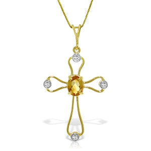 0.57 Carat 14K Solid Yellow Gold Faith Citrine Diamond Necklace