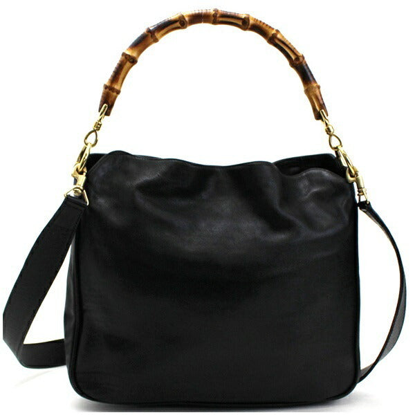 Gucci Bamboo 2WAY Handbag Shoulder Bag 001 2128 1688 Leather Black GUCCI Ladies