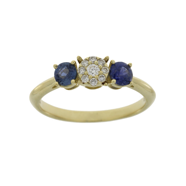 .62ct Sapphire Diamond 3 Stone Ring 14KT Yellow Gold