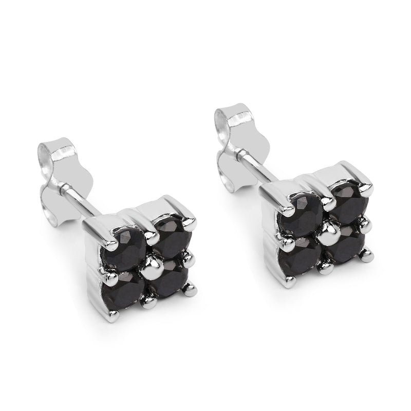 1.04 Carat Genuine Black Sapphire .925 Sterling Silver Earrings