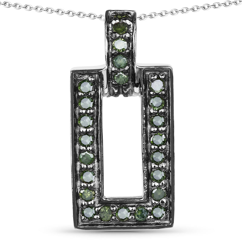 0.36 Carat Genuine Green Diamond .925 Sterling Silver Pendant