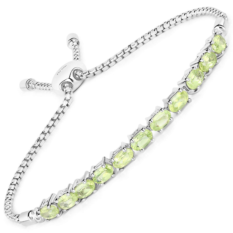 2.53 Carat Genuine Peridot .925 Sterling Silver Bracelet