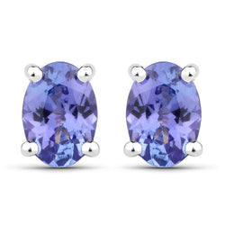 1.20 Carat Genuine Tanzanite .925 Sterling Silver Earrings