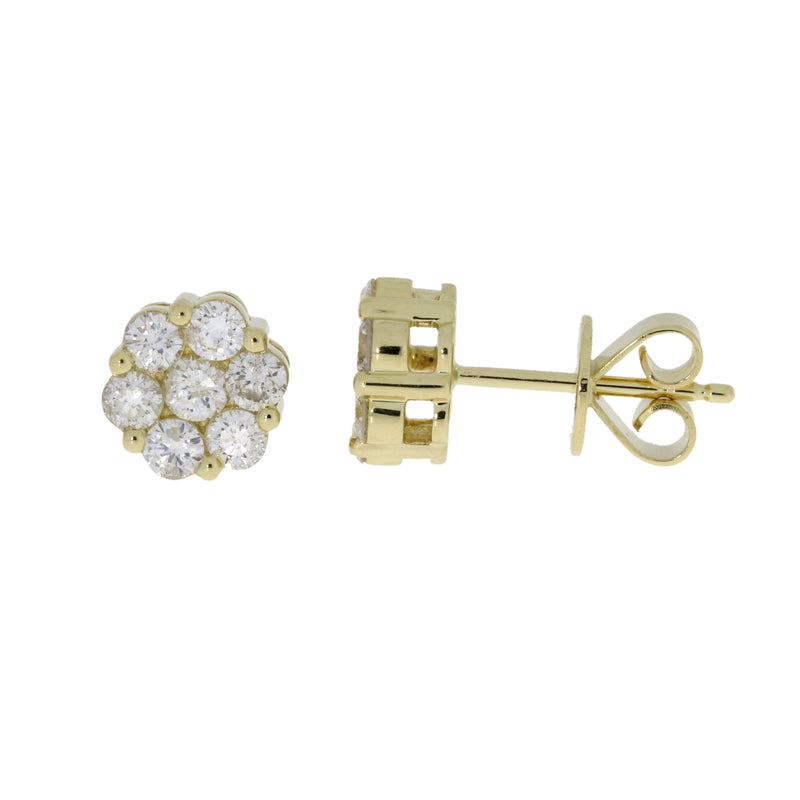 Natural .80ct Diamond Earrings 14KT Yellow Gold