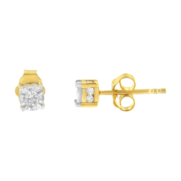 Yellow Plated Sterling Silver Diamond Stud Earring (1/4 cttw, I-J Color, I2-I3 Clarity)