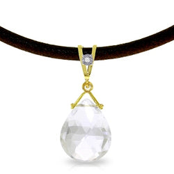 6.51 Carat 14K Solid Yellow Gold Attraction White Topaz Diamond Necklace