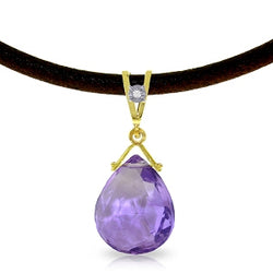 6.51 Carat 14K Solid Yellow Gold Attraction Amethyst Diamond Necklace