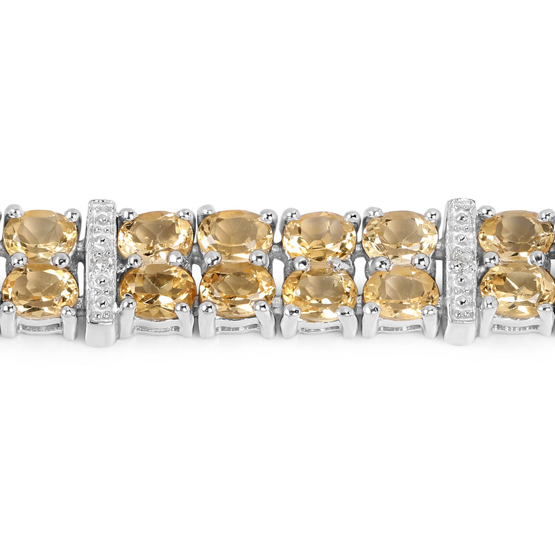 12.21 Carat Genuine Citrine & White Topaz .925 Sterling Silver Bracelet