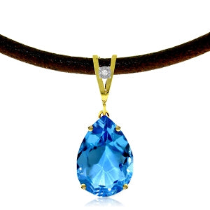 6.01 Carat 14K Solid Yellow Gold Magnitude Blue Topaz Diamond Necklace