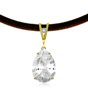 6.01 Carat 14K Solid Yellow Gold Magnitude White Topaz Diamond Necklace
