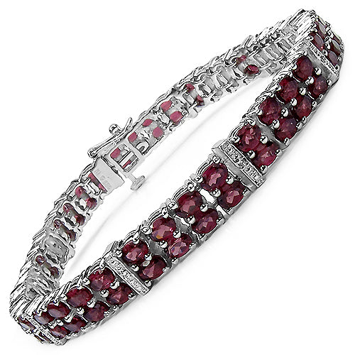 17.65 Carat Genuine Rhodolite .925 Sterling Silver Bracelet