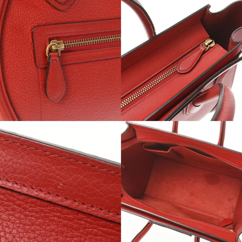 CELINE Celine Luggage Micro Shopper Red 167793 Womens Calf Handbag