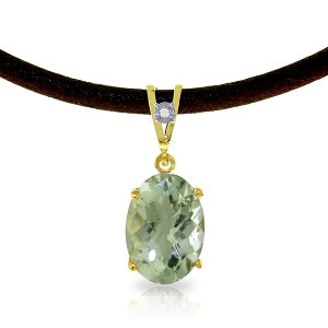 7.56 Carat 14K Solid Yellow Gold Gratitude Green Amethyst Diamond Necklace
