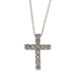 .10ct Diamond Cross Religious Pendant Sterling Silver